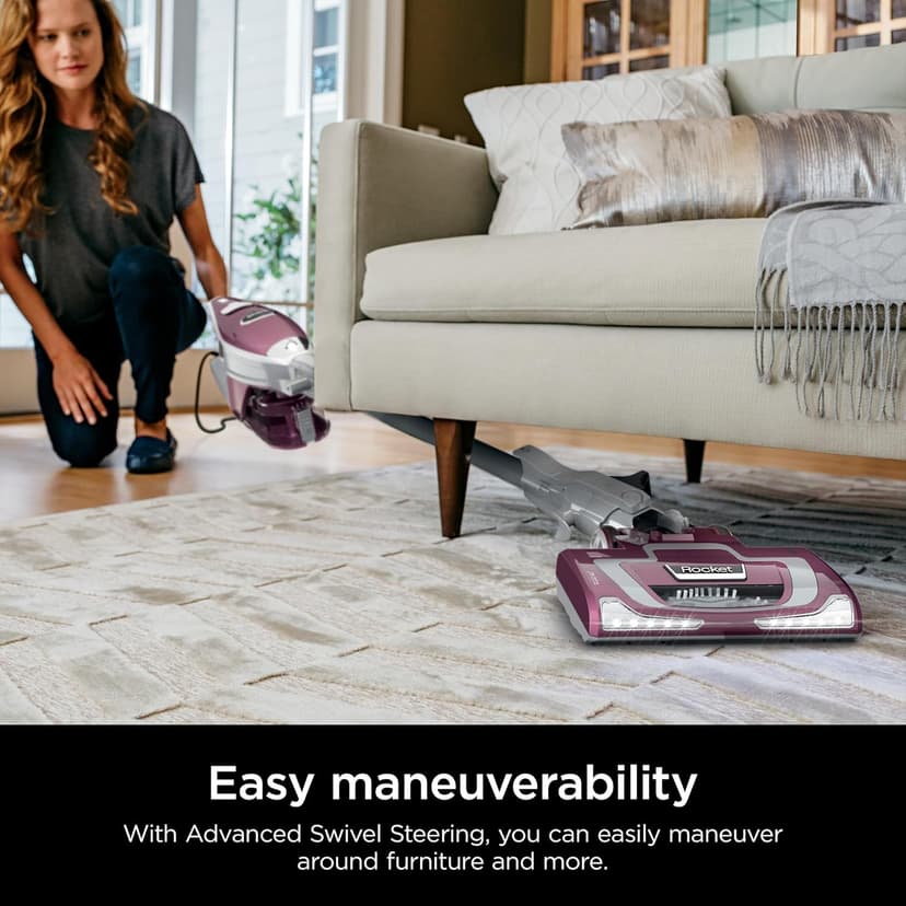 Shark HV322 Rocket Deluxe Pro Corded Stick Vacuum with LED Headlights, XL Dust Cup, Lightweight, Perfect for Pet Hair Pickup, Converts to a Hand Vacuum, with Pet Attachments, Bordeaux/Silver