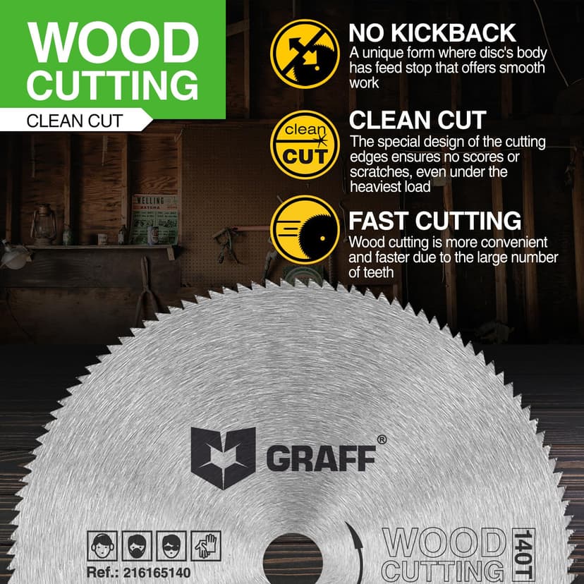 6-1/2 Inch Carbon Steel Circular Saw Blade for Wood, Plywood, Laminate, Drywall, Plastic – 140T Wood Cutting Disc with 5/8 Inch Arbor from GRAFF