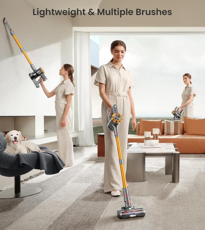 Cordless Vacuum Cleaner, 500W/45Kpa Vacuum Cleaners for Home with LED Display, 8 in 1 Lightweight Stick Vacuum with 50Min Runtime, Anti-tangle, Wall Mount Charging for HardFloor/Carpet/Pet Hair