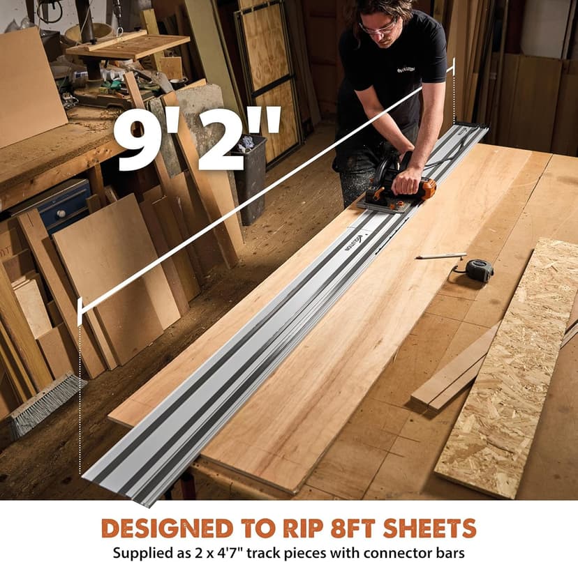 Evolution ST2800-G2 110" Circular Saw Guide Rail/Track | Universal Fit: Makita, Bosch, Festool, Triton, Metabo | 110"/9.2ft (2.8m) | Includes Self-Aligning Bars, 2x Track Clamps, Hex Key & Carry Bag