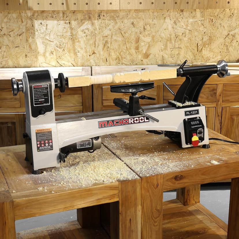 FINDBUYTOOL Wood Lathe, 12" x 21" Benchtop Variable Speed Midi Wood Lathe Machine, 3/4 HP, 6 AMP Motor, 2 Rotational Speed Range Settings (300-3500 RPM), Wood Lathe Machine