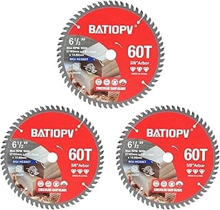 Circular Saw Blades 6-1/2 Inch 3-Pack, 60T for Wood Cutting – Ideal for Hardwood, Plywood, Chipboard – Precision Carbide-Tipped Saw Blades for Smooth Finish