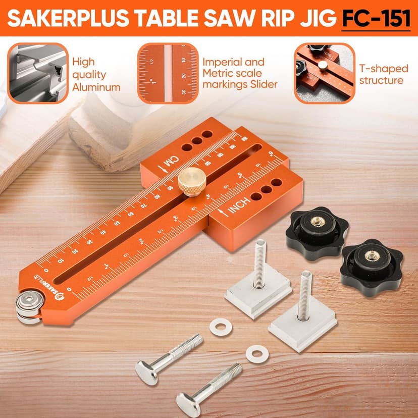 Thin Rip Jig Table Saw Jig Guide, Thin Rip Jig for Repetitive Narrow Thin Strip Cutting, Fits for 3/8" x 3/4" T Slot, Woodworking Tool Fast Thin Ripping Guide for Table Saw Band Saw Router