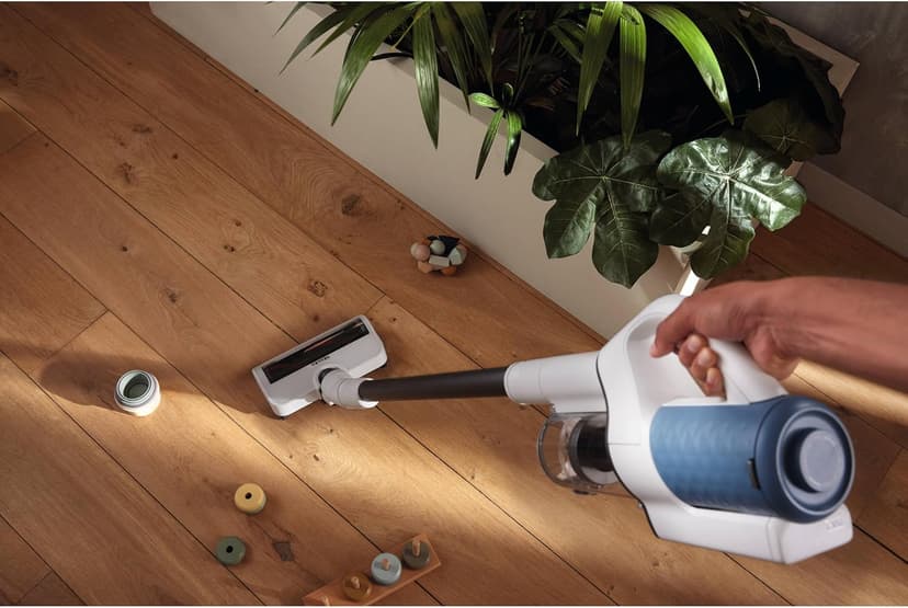 Miele Duoflex Vacuum Cleaner, Cordless and Bagless Multi-Use Flexible Stick Vacuum with Attachable MultiFloor Brush, in Brilliant White / Space Grey / Nordic Blue