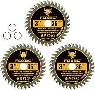 FOXBC 3 Inch Carbide Circular Saw Blade 36 Tooth for Wood, Plastic, PVC, Acrylic, Aluminum with 7/16" Arbor, 3/8" Bushing - 3 Pack