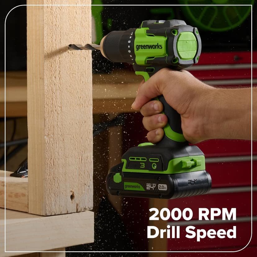 Greenworks 24V Cordless Brushless 400 in-lbs Drill/Driver + 6.5" Circular Saw, 4,800 RPM, Cutting Depth 45°/90° (2) 2.0Ah USB-C Batteries(12,000mAh Power Bank) and 65W USB-C Fast Charger(3-Port)