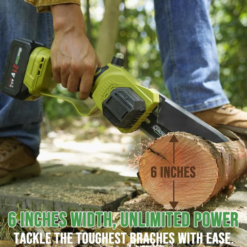 2-IN-1 Cordless Pole Saw & Mini Chainsaw, 21V 4.0Ah Battery Powered 6 Inch Electric Pole Chainsaw, 15Ft MAX Reach Pole Saw for Tree Trimming(2 * 4Ah Batteries and Fast Charger Included)