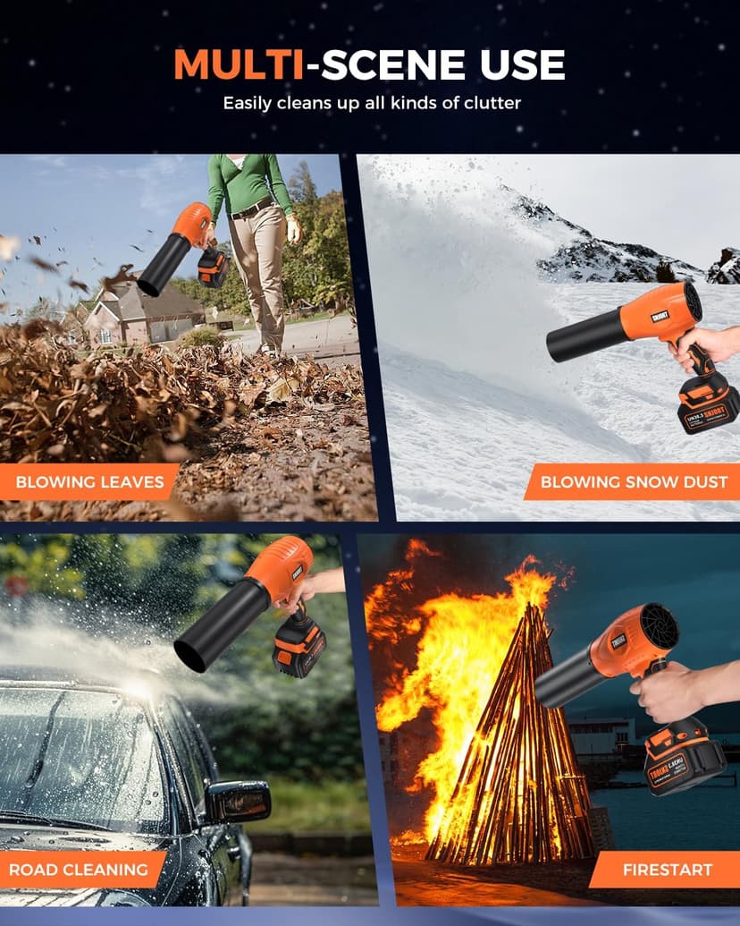 Leaf Blower Cordless with Battery and Charger, 500,000 RPM, Extended Nozzle, Lightweight Handheld Design, Turbo Jet Blower for Patio Cleaning,car Blowing Water, Lawn Care, Blowing Leaves and Dust