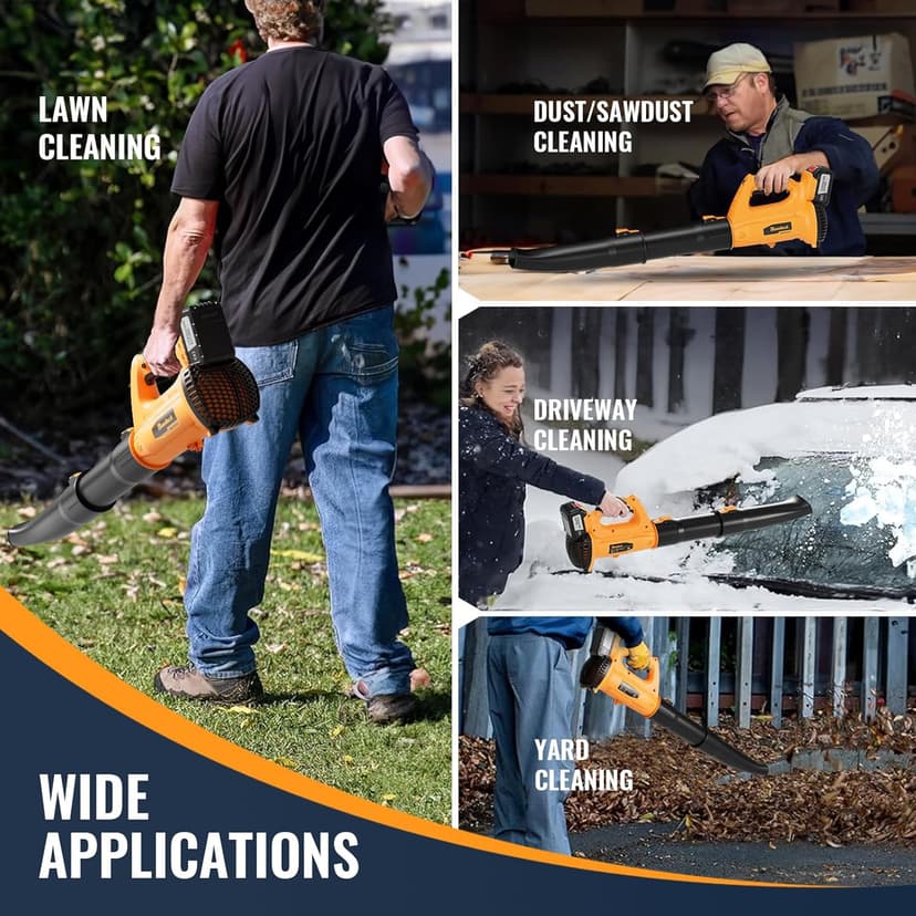 Leaf Blower Cordless with 4.0Ah Battery and Charger, 6 Speed Mode, 250MPH High Speed Lightweight Electric Leaf Blowers Cordless for Lawn Care, Patio, Garden Cleaning and Dust