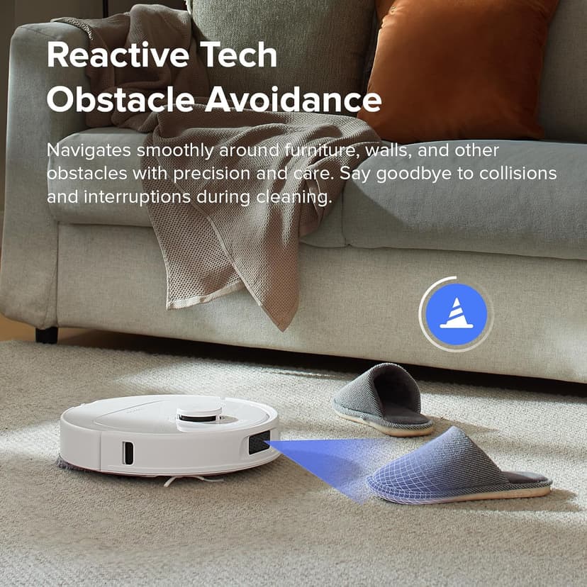 roborock Qrevo S Robot Vacuum and Mop, Self-Drying, Auto Mop Washing, 7000Pa Suction, Self-Emptying & Refilling, 10mm Mop Lifting, 200RPM Spinning Mops, Smart Obstacle Avoidance, White
