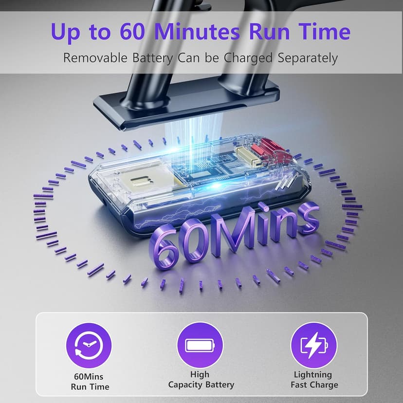 Cordless Vacuum Cleaner, 550W/50Kpa/70Mins Vacuum Cleaners for Home with Smart Auto Mode/LED Touch Display, Self-Standing Cordless Stick Vacuum Rechargeable, Vacuum Cleaner for Pet Hair/Carpet/Floors