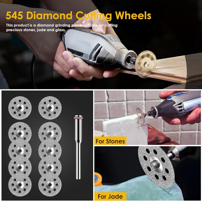 44pcs Cutting Wheel Set Compatible with Plastic for Rotary Tool, HSS Circular Saw Blades 6pcs, Resin Cutting Discs 20pcs, 545 Diamond Cutting Wheels 10psc with 2 Screwdrivers
