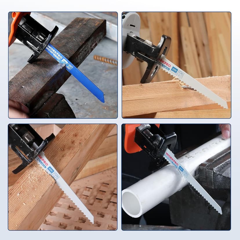 WORKPRO 32-Piece Reciprocating Saw Blade Set - Metal/Woodcutting Saw Blades, Pruner Saw Blades with Organizer Pouch