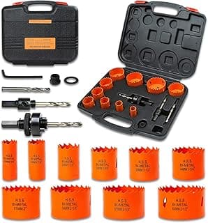Hole Saw Kit Bi Metal with Case, General Purpose Size from 3/4'' to 2-1/2'', Hole Saw Set for Metal, Wood and Plastic, with Clean and Smooth Cutting Edge, Fast Chip Removal.