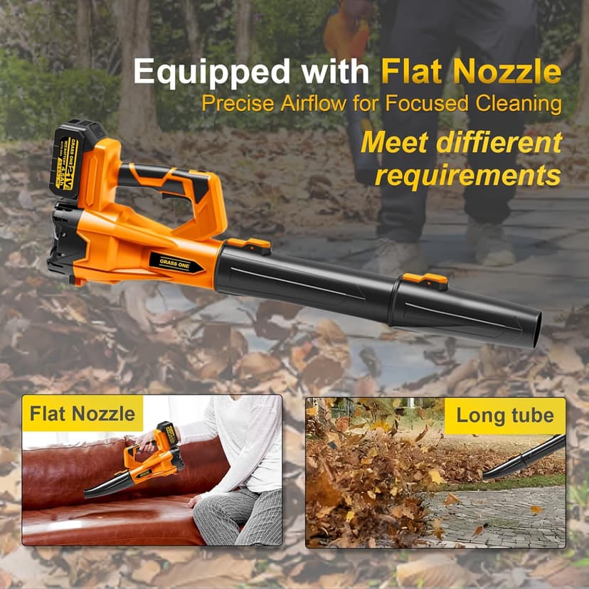 Cordless Leaf Blower, 450CFM/125MPH Six-Speed Adjustment, 2 * 4.5Ah 21V Batteries, High Power Copper Wire Motor with 3 Tube, Lightweight Handheld Blower for Lawn Care, Patio, Blowing Leaves