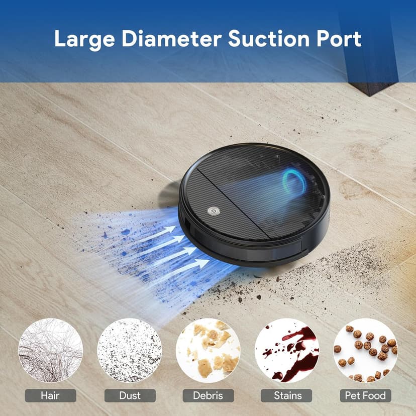 Bagotte Robot Vacuum and Mop, BG550Pro Robotic Vaccum with 550ml Large Dust Bin, Zigzag Efficient Navigation, 2.75'' Slim Design, Automatic Robotic Vacuum Cleaner for Pet Hair, Hard Floor, Carpet