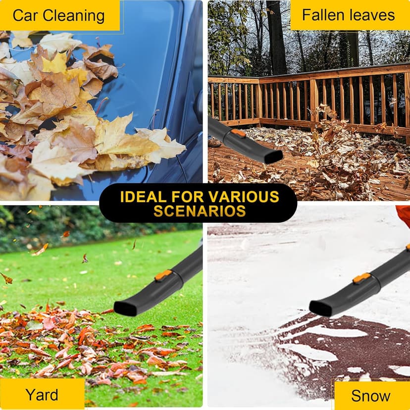 Cordless Leaf Blower, 450CFM/125MPH Six-Speed Adjustment, 2 * 4.5Ah 21V Batteries, High Power Copper Wire Motor with 3 Tube, Lightweight Handheld Blower for Lawn Care, Patio, Blowing Leaves