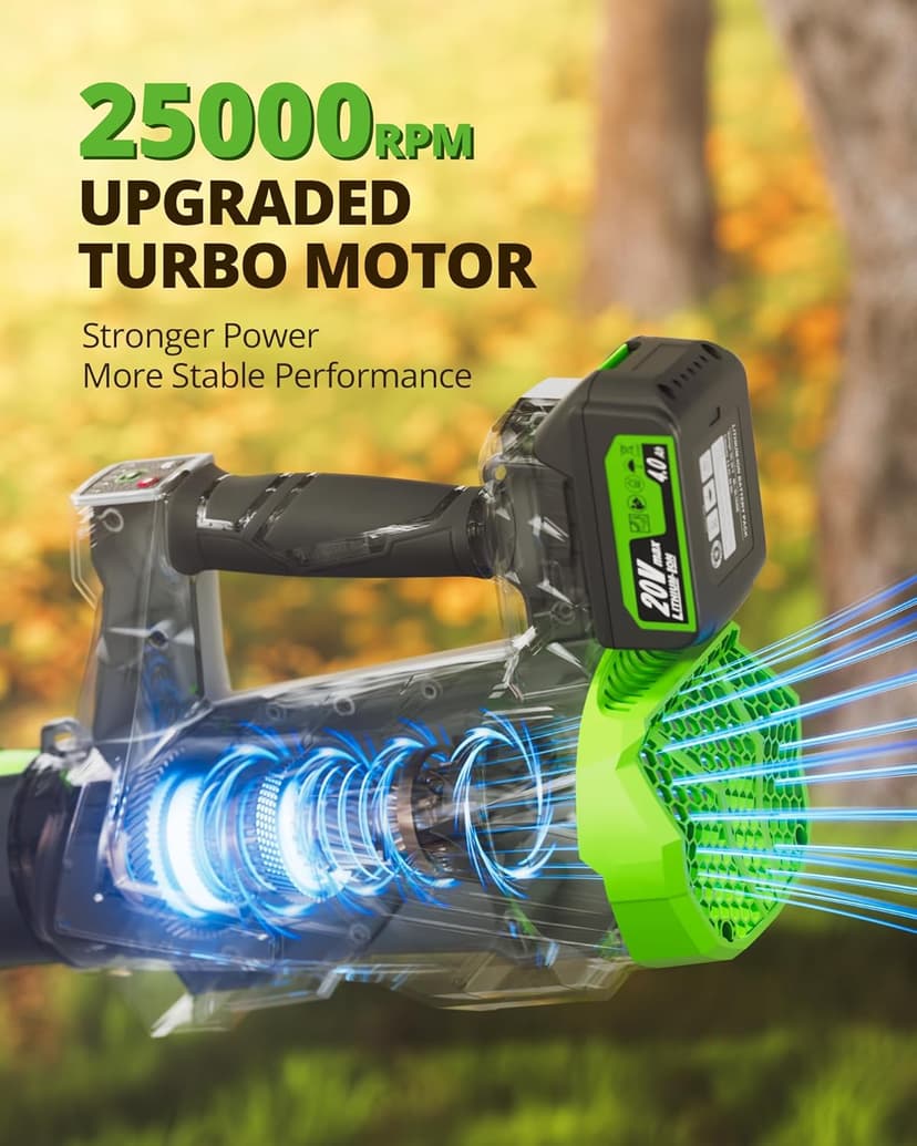 Leaf Blower Cordless 630CFM with 2×4000mAh Batteries and Charger, PATOOLIO 5 Speed Mode Cordless Blower Handheld for Patio, Lawn Care, Snow Blowing Yard Garden Blower