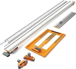 BORA NGX 5pc Deluxe Clamp Edge Set - 50 inch Guide Rail + 50 inch Rail Extension, NGX Saw Plate, T-Square Attachment & Track Clamps - Track Saw system for Circular Saw - 544550