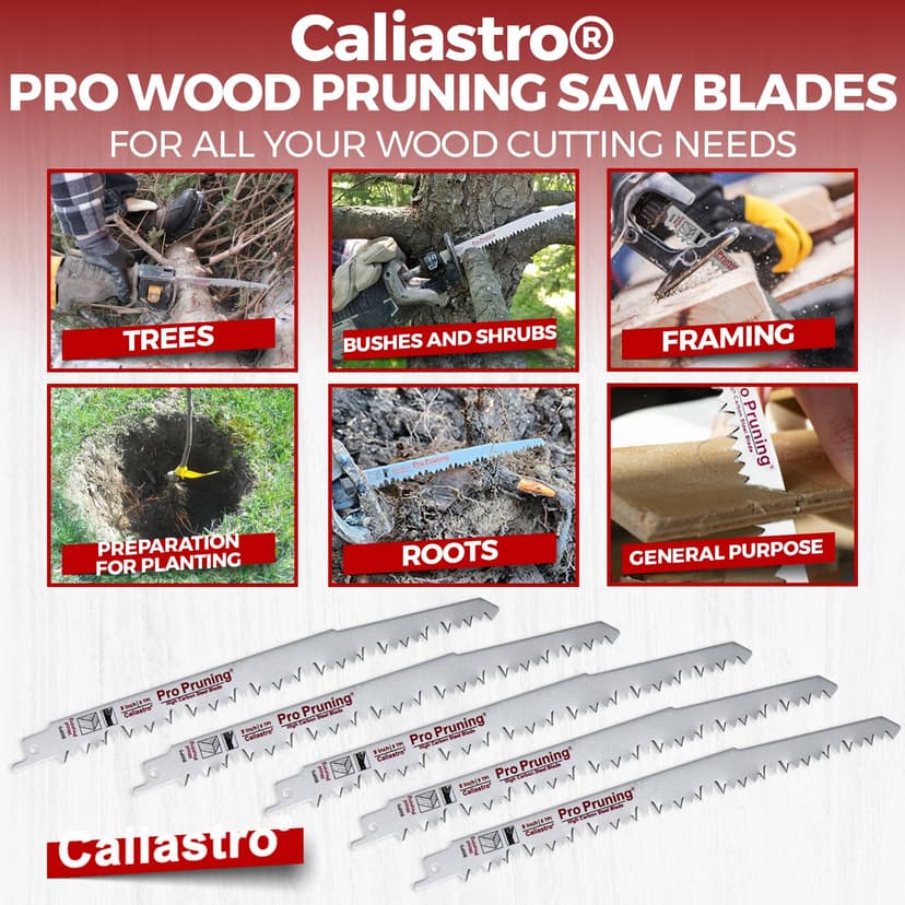 9-Inch Wood Pruning Saw Blades for Reciprocating/Sawzall Saws - 5 Pack - Caliastro