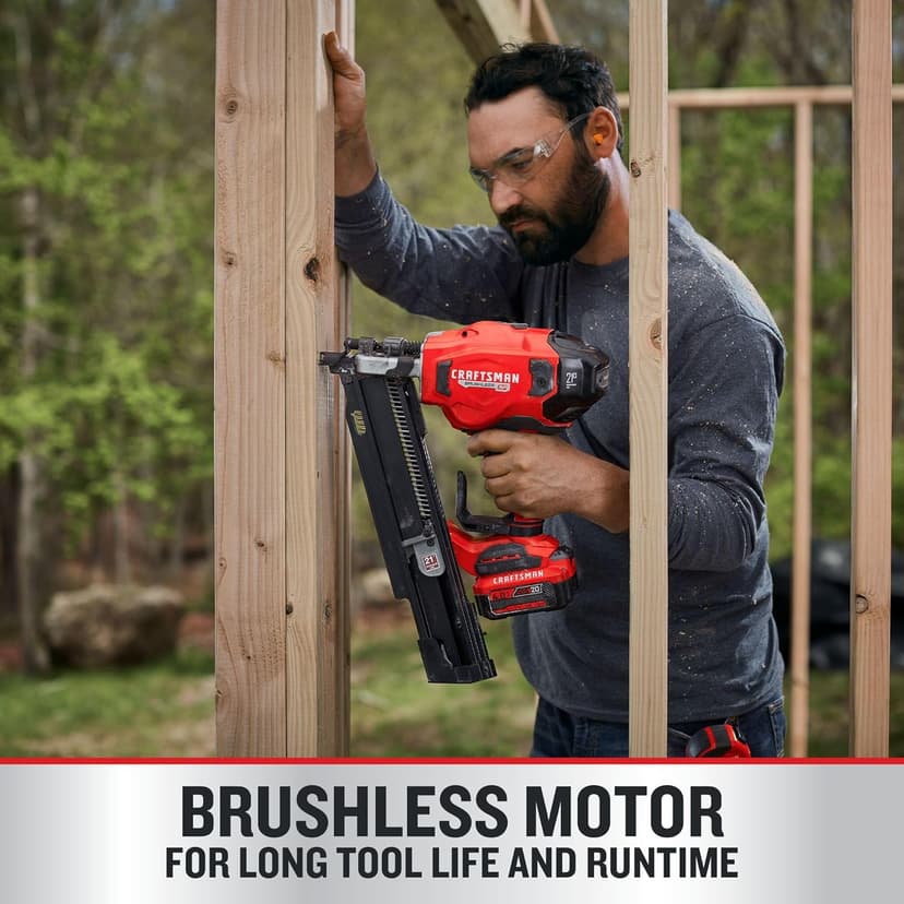 CRAFTSMAN V20 Cordless Framing Nailer, Nail Gun, 21 Degree, up to 3-1/4 inch Nails, Bare Tool Only (CMCN621PLB)