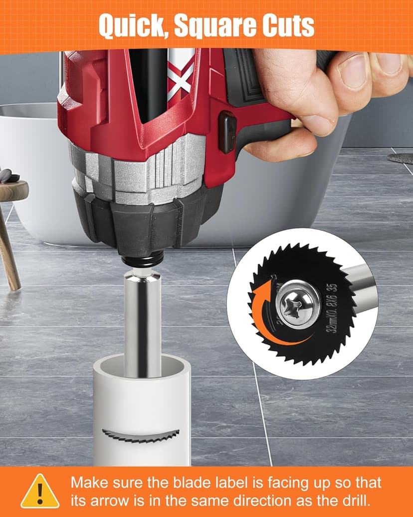 Inside Pipe Cutter for PVC Pipe with 5 Replacement Saw Blades, 1/4 Inch Hex Shank Impact Connect Inside PVC Pipe Cutter for Drill and Impact Driver, Internal Plastic Pipe Cutter Plumbing Tools