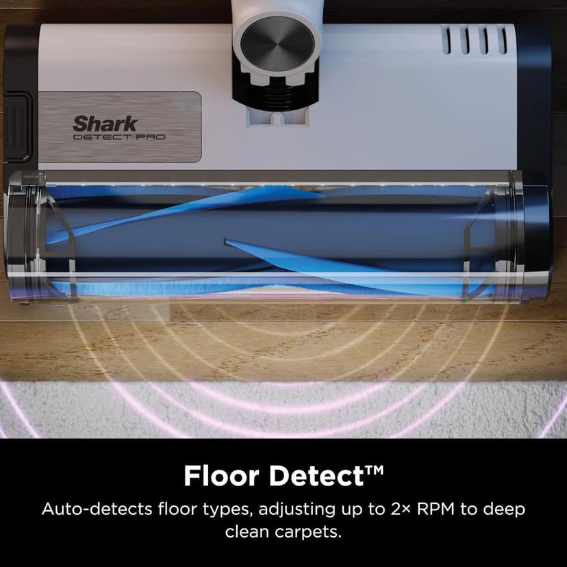 Shark IW3120 Detect Pro - Lightweight Cordless Vacuum with HEPA Filter, Portable Handheld, Charging Dock, Auto-Empty System, Crevice Tool, Ideal Stick Vacuum for Pet Hair, White/Ash Purple (Renewed)