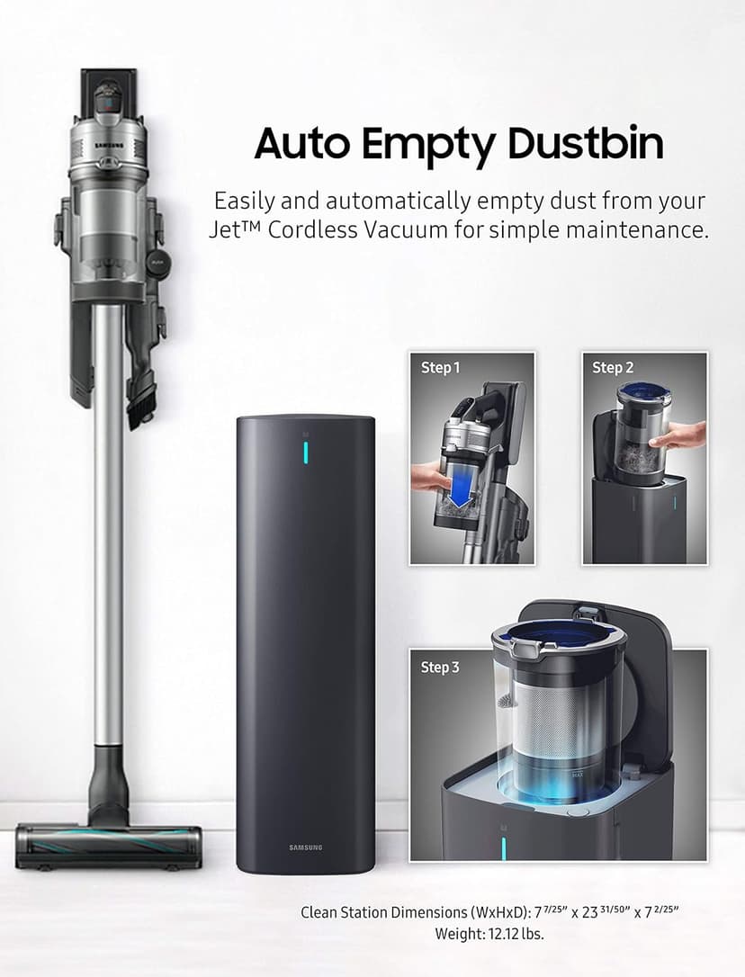 SAMSUNG 90 + Clean Station Bundle Jet Cordless Stick Vacuum, Grey
