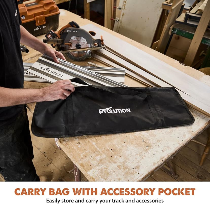 Evolution ST1400-G2 55" Circular Saw Guide Rail/Track | Universal Fit: Makita, Bosch, Festool, Triton, Metabo | 55"/4.6ft (1.4m) | Includes Self-Aligning Bars, 2x Track Clamps, Hex Key & Carry Bag