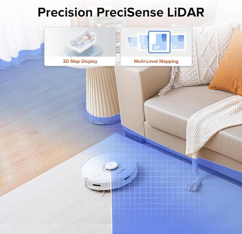 roborock Q7 Max Robot Vacuum and Mop Combo, 30-Level Water Flow Control, 4200Pa Suction, PreciSense LiDAR Navigation, No-Go Zone, No-Mop Zone, App & Voice Control, Ideal for Pet Hair