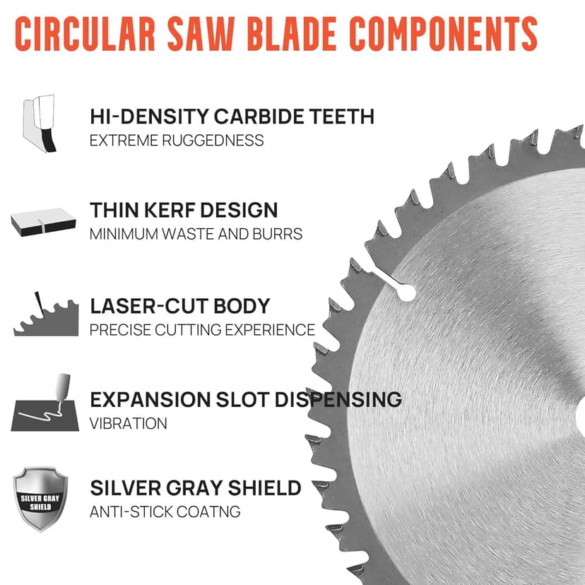 2 Pack 10" 80T Circular Saw Blade, Saw Blade Arbor Size 5/8-inch, TCT ATB for Cutting Wood, Plastic, PVC, Acrylic,by NUTTUTO