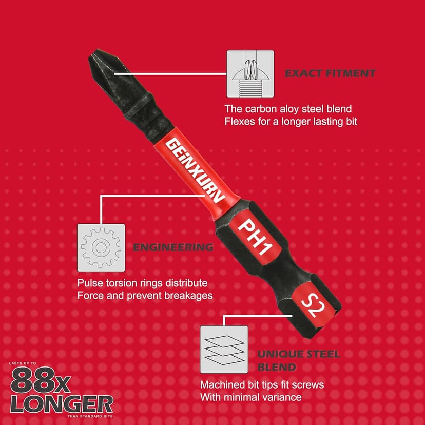 Impact Tough Phillips Bits PH1/PH2/PH3 Insert Driver Bits,19Pack Bulk Phillips Screwdriver Bits Set with 1Pcs Impact Bit Holder