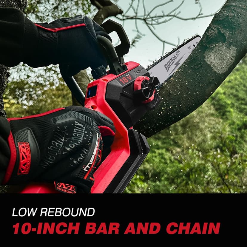 2-IN-1 Cordless 10-Inch Pole Saw And Chainsaw Compatible with Milwaukee M18 18V Battery, Total Reach of Max 15ft, Auto Oiling, Electric Pole Saw for Tree Trimming Pruning (Battery NOT Included)