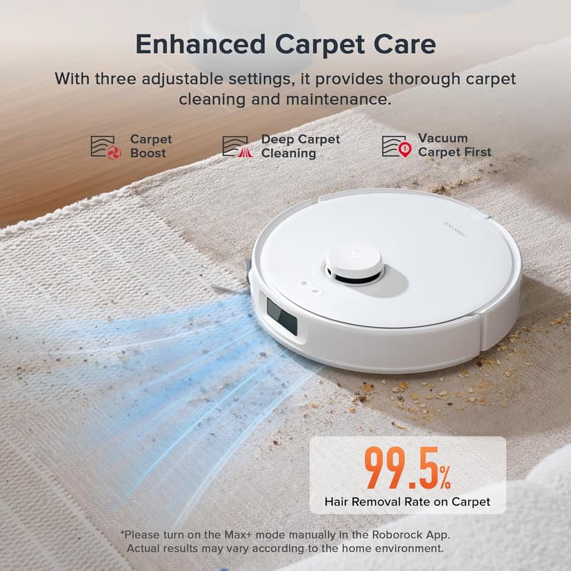 roborock Qrevo Curv S5X Robot Vacuum and Mop, 17000Pa Suction, Zero-Tangling Design, FlexiArm Side Brush & Mop, Smart Obstacle Avoidance, Self-Washing & Drying, Self-Emptying, Perfect for Carpet