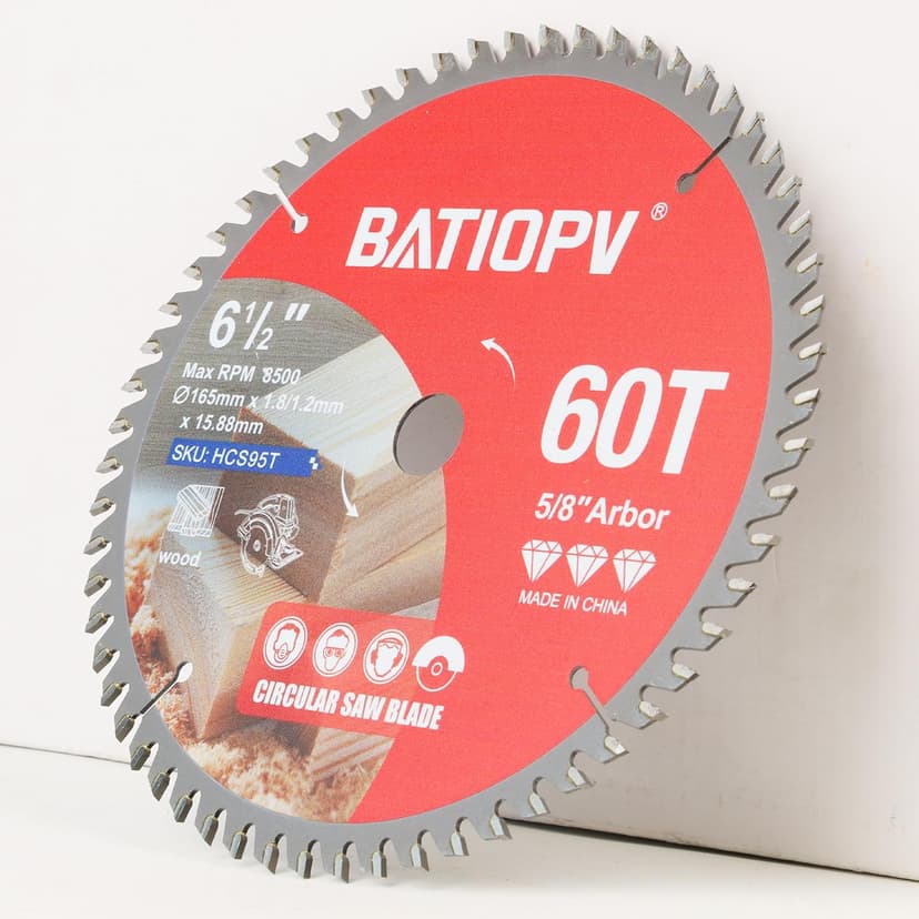 Circular Saw Blades 6-1/2 Inch 3-Pack, 60T for Wood Cutting – Ideal for Hardwood, Plywood, Chipboard – Precision Carbide-Tipped Saw Blades for Smooth Finish