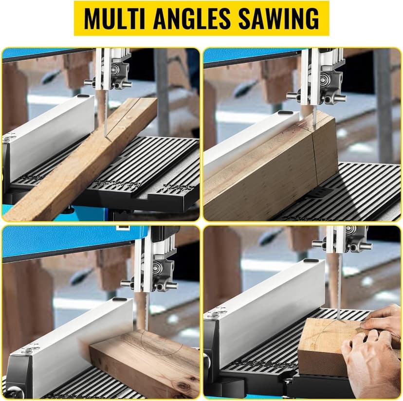 370W Benchtop Bandsaw with Dust Port 10in Width Cutting Wood 1700RPM Woodworking Band Sawing Machine DIY Tilt Table Blade