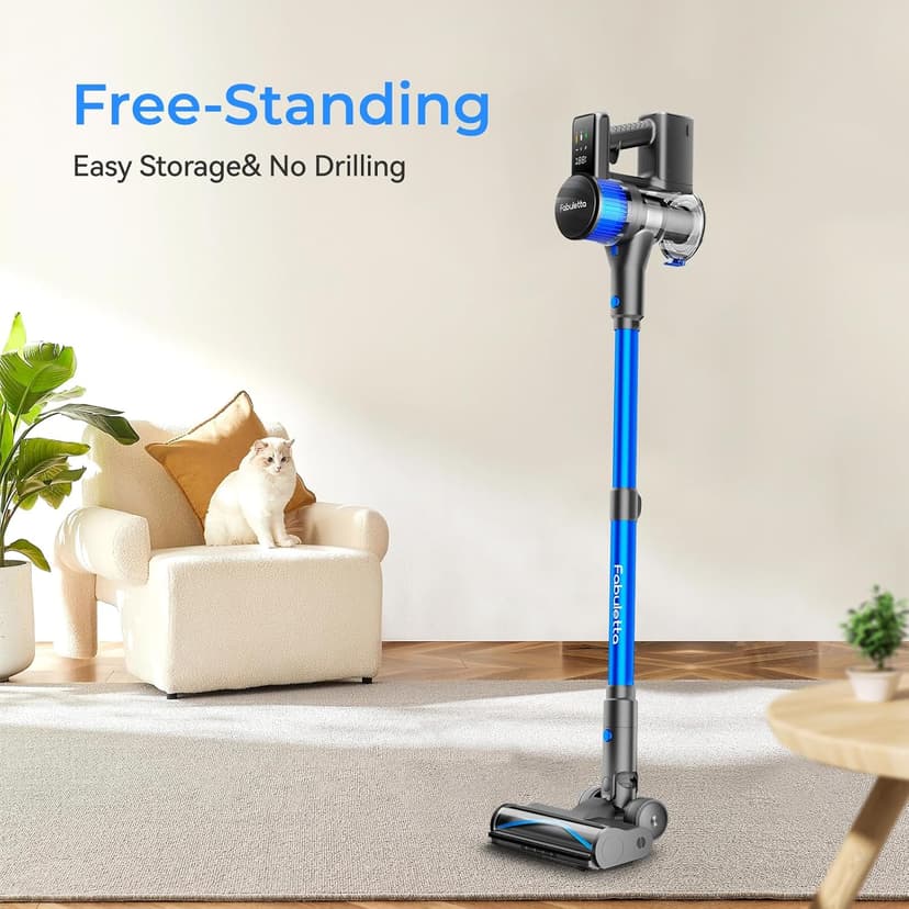 FABULETTA Cordless Vacuum Cleaner, Lightweight Vacuum Cleaners for Home with 500W Brushless Motor, Rechargeable Stick Vacuum Up to 55 Mins Runtime, Great for Pet Hair, Carpet, Hard Floor, Deep Blue