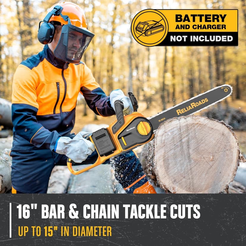 16-Inch Brushless Chainsaw, 40V (2 x 20V MAX) Cordless Battery Powered Chain Saw Compatible DeWALT Battery, Ideal for Wood/Tree Cutting, Pruning, Tool Only (Battery Not Included)