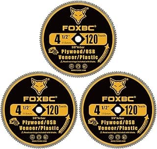 FOXBC 4-1/2 Inch Circular Saw Blade 120 Tooth for Plywood, OSB, Veneer, Plastics Cutting with 3/8 Inch Arbor - 3 Pack