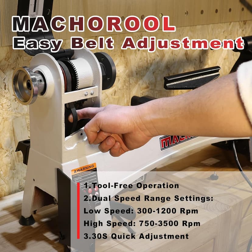 FINDBUYTOOL Wood Lathe, 12" x 21" Benchtop Variable Speed Midi Wood Lathe Machine, 3/4 HP, 6 AMP Motor, 2 Rotational Speed Range Settings (300-3500 RPM), Wood Lathe Machine