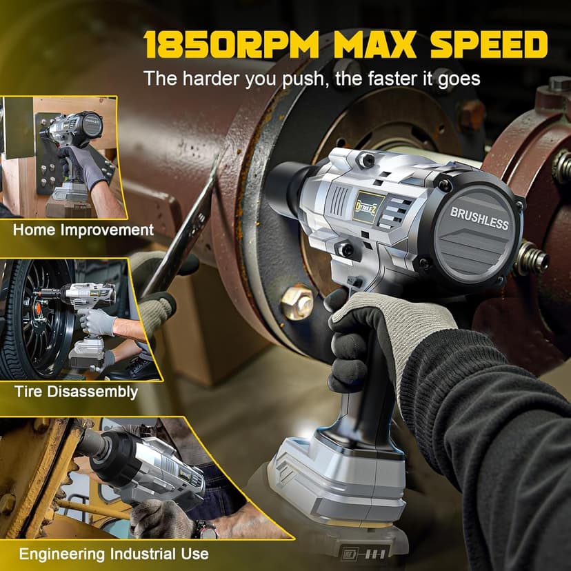 Cordless Impact Wrench 1/2" Compatible with DeWalt 20V Battery, 1700 Ft-lbs (2300 Nm) High Torque Impact Driver, Electric Impact Gun with 4 Modes & LED Light for Car, Truck(Bare Tool)