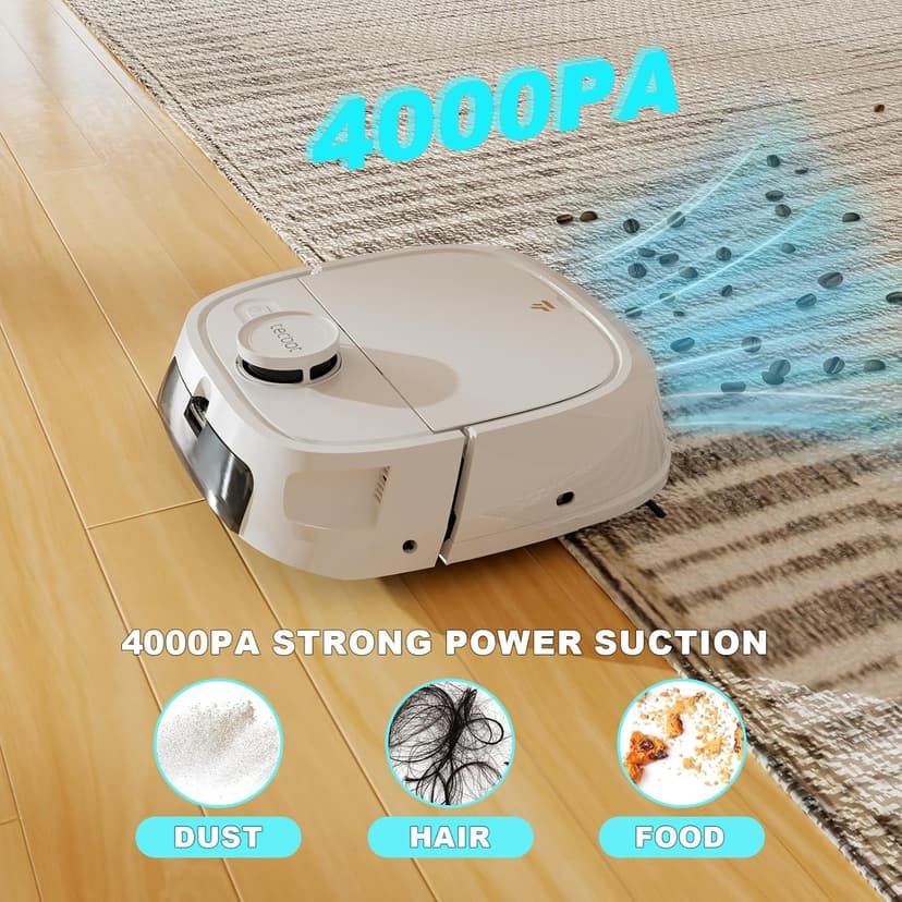 TECBOT M1 Pro Robot Vacuum and Mop - LiDAR Robotic Vacuums Cleaner for Home with Pet Hair, Carpet, Hardwood Floors, Auto Smart Mopping, Self Cleaning, Avoids Obstacles, Voice Control, White