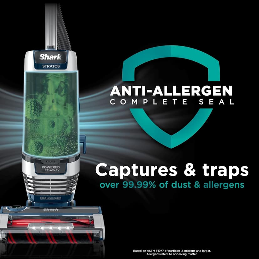 Shark Upright Vacuum, Stratos with DuoClean PowerFins, HairPro, Powered Lift-Away, Self-Cleaning Brushroll, & Odor Neutralizer Technology, Navy, AZ3002