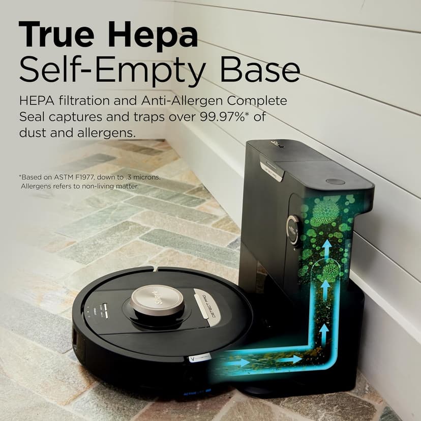 Shark RV2820AE Detect Pro Self-Empty Robot Vacuum with Bagless, 60-day Capacity HEPA Base, 3 Detect & React Technologies, Auto Deep-Clean on Carpets and Hardfloors, NeverStuck Tech, Wi-Fi Black/Bronze