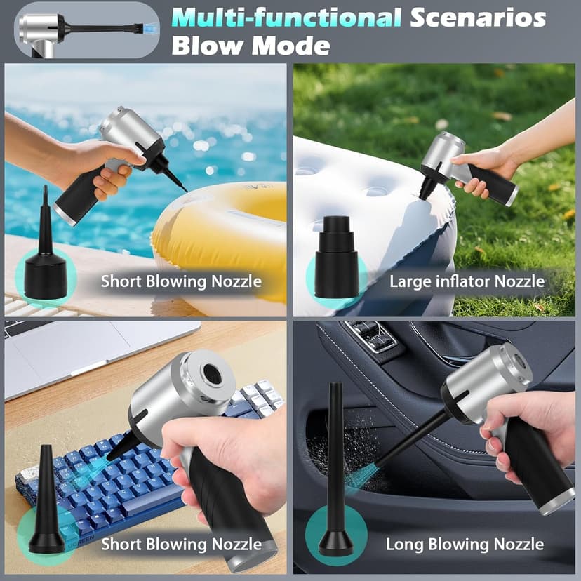 Car Vacuum Portable Cordless Foldable Mini Vacuum, 17000PA Strong Suction, 40mins Runtime, 4-in-1 Air Duster & Air Blower Handheld Vacuum with One-Click Dust Removal for Car, Home,Office Pet