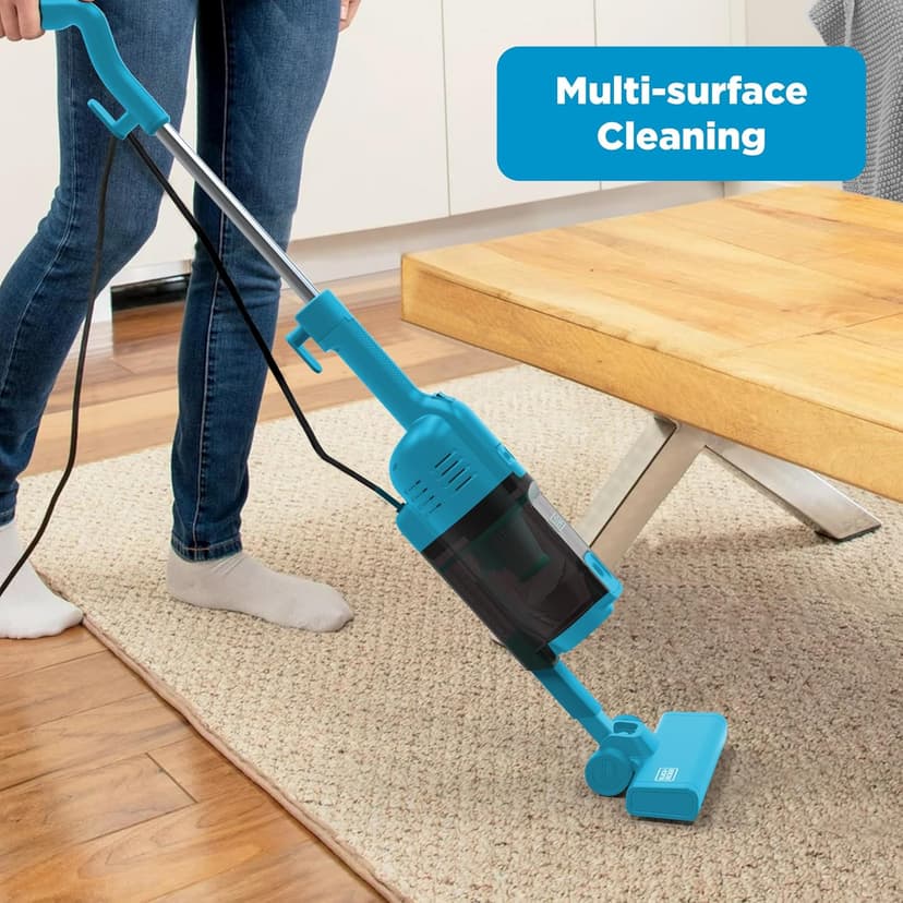 BLACK+DECKER Powerseries Lite Corded 3 in 1 Stick Vacuum, Upright to Hand-Vac Multi Surface, HEPA Filtration, Powerful 12k Pa, Ideal for Hard Floor, Low Carpet, Pet Hair Home & Office use, Blue