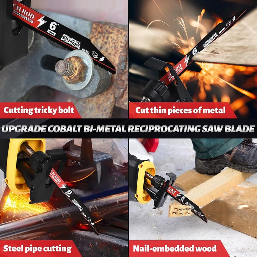 25 Pack 6 in 14/18 TPI Reciprocating Saw Blades for Sawzall Blades,M42 Steel Cobalt Bi-Metal Blades for Automobile Dismantling Metal Cutting,Replace for Milwaukee for Dewalt for Diablo Blade