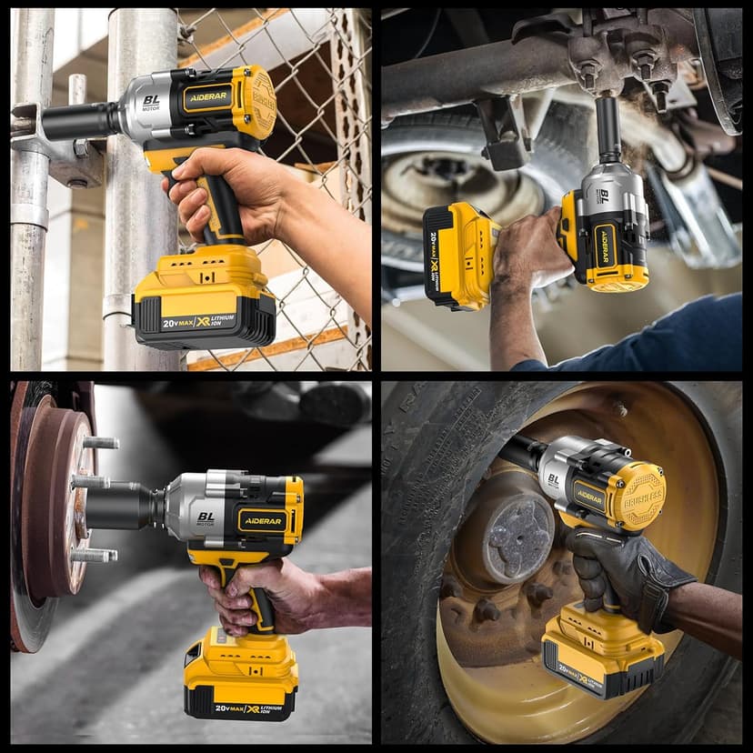 20V Cordless Impact Wrench for DeWalt Battery, 1500Nm (1106 Ft-Lbs) 1/2" Brushless Impact Gun, 3-Speed High Torque Power Tool for Tire Removal, Rusted Bolts, Heavy Equipment(No Battery)