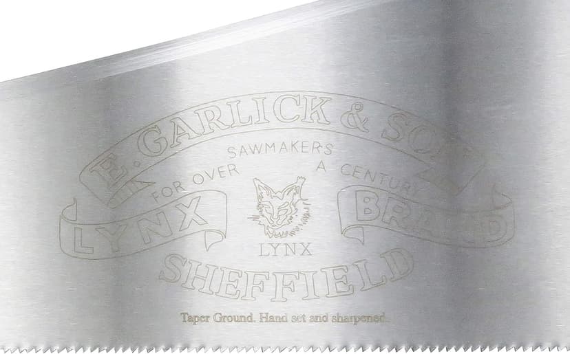 Lynx Garlick Taytools Thomas Flinn British 26” Crosscut Saw with Taper Ground Blade, Stained Beech Handle 10 TPI Filed for Cross Cutting