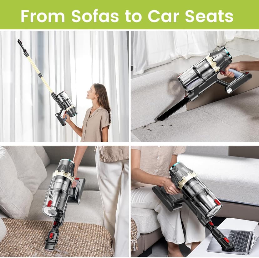 Cordless Vacuum Cleaner, 550W/48Kpa Self-Standing Vacuum Cleaners for Home, up to 70 mins Run Time, Powerful Suction with Touch Screen, Stick Vauum Cleaner for Pet Hair,Carpet,Hardwood Floor